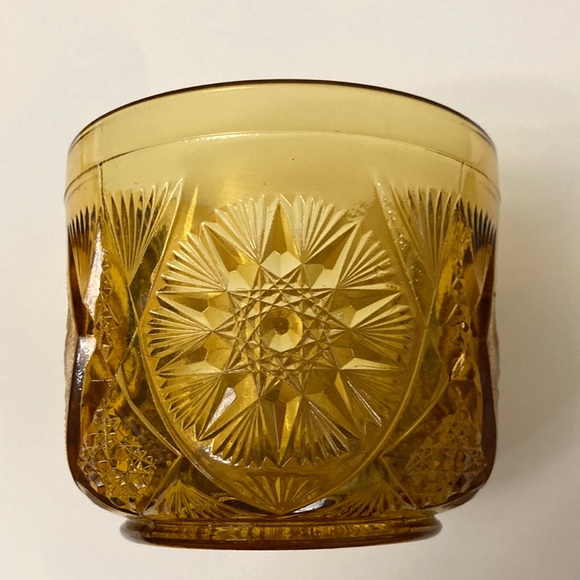 McKee Kemple Yutec Amber Pressed Glass Sugar Bowl, Candy Dish Jar With Lid - Picture 2 of 7